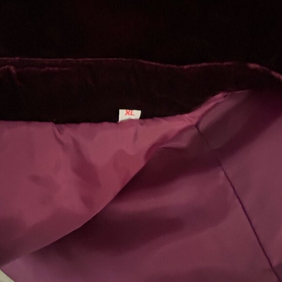 Vintage 90s Burgundy Plum Quilted Velvet Asian Jacket Size XL - Picture 2 of 7